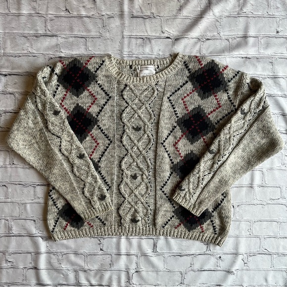 Vintage Y2K 2000 Knit Pullover Crewneck Women's Medium Sweater Made in Hong Kong - Picture 1 of 15